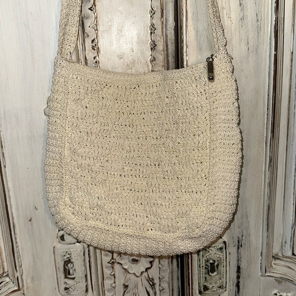 Retro Y2K Hippie Cottage Boho Crochet Soft White Bag with Shoulder Strap - Picture 1 of 6